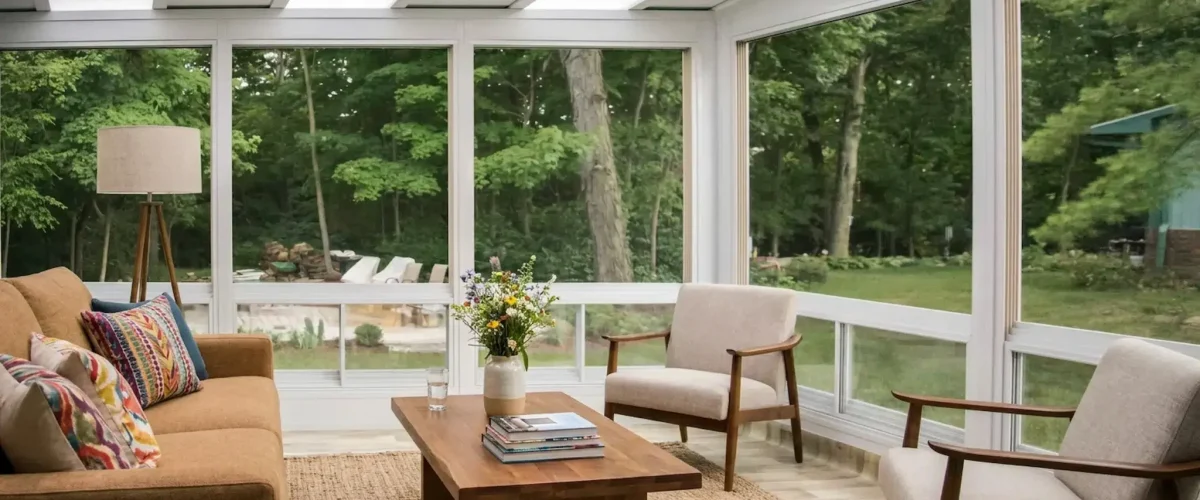 3-season vinyl sunroom for fall family gatherings in New Brunswick.