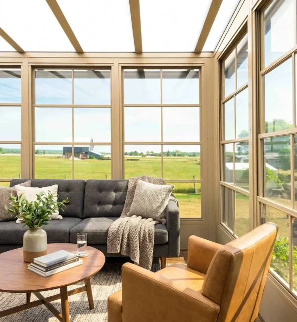 3-season vinyl sunroom for fall family gatherings in New Brunswick.