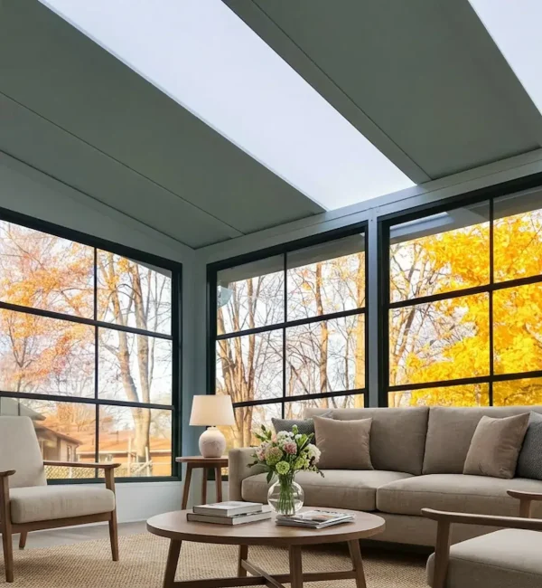 3-season vinyl sunroom for fall family gatherings in New Brunswick.